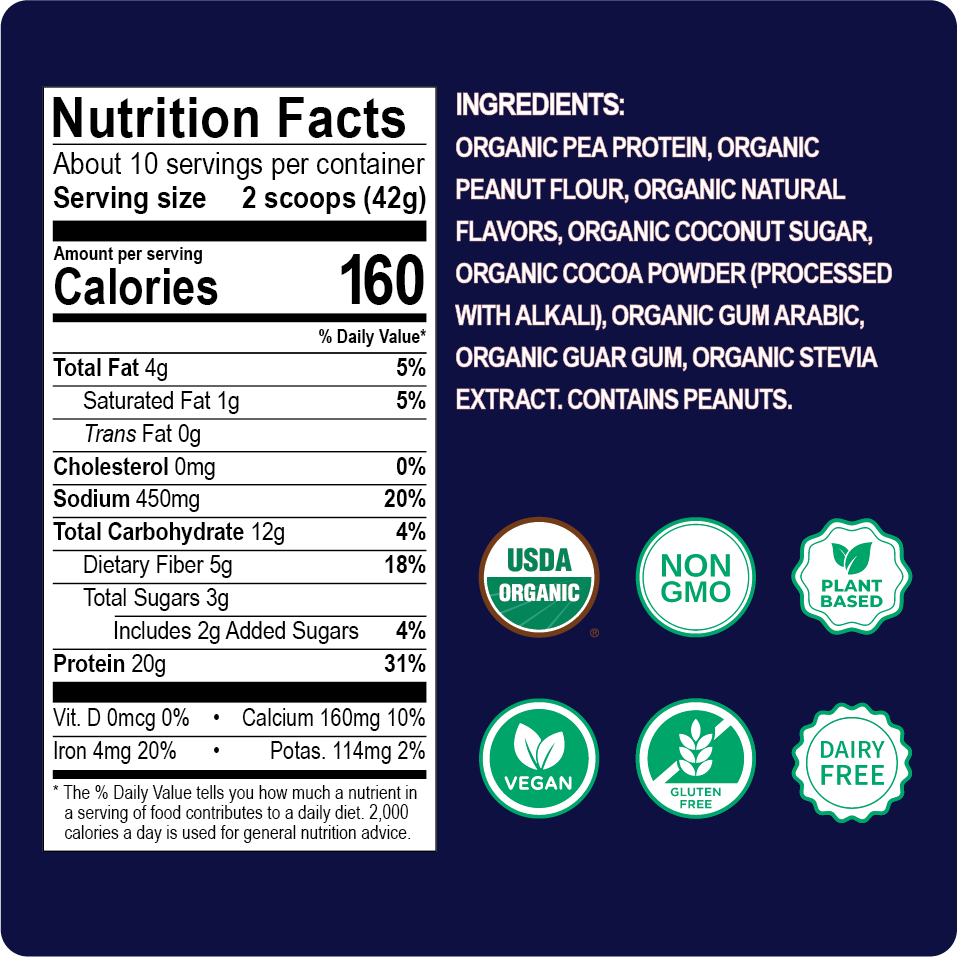 Chocolate Peanut Butter Organic Protein powder