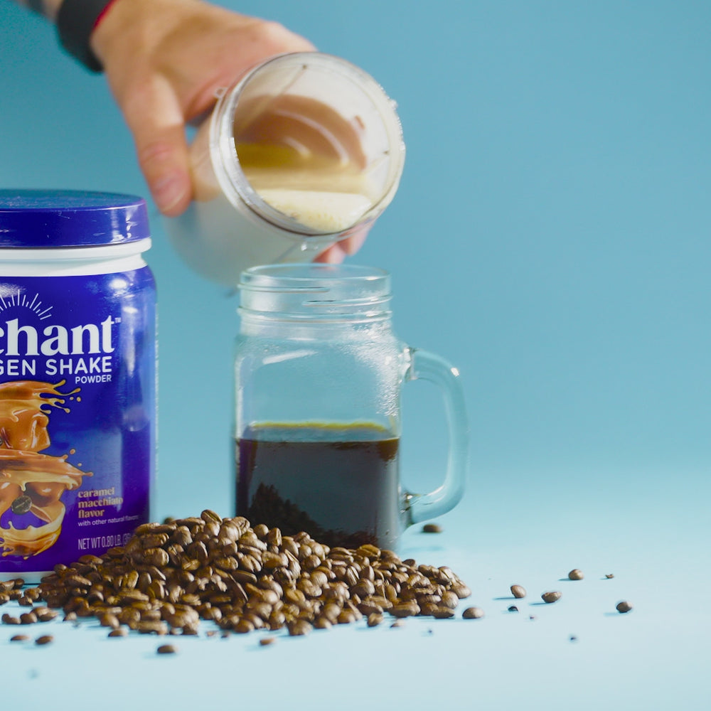 

                        Load and play video in Gallery viewer, Caramel Macchiato Collagen Peptides Shake powder
